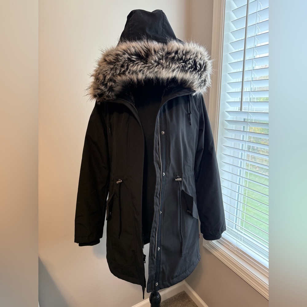 Levi's Black Jacket with Faux Fur Trim